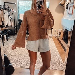 Drop Shoulder Bell Sleeve Thermal Top